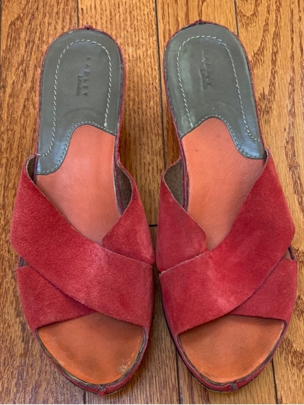 RADLEY LONDON Red Suede Crossover Mule Slides